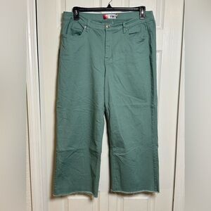 YMI Green Frayed Cropped Jeans